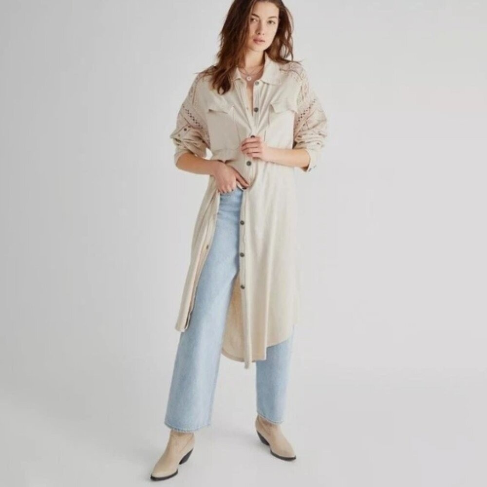 Free People Arctic Circle Tunic Dress Beige Small‎